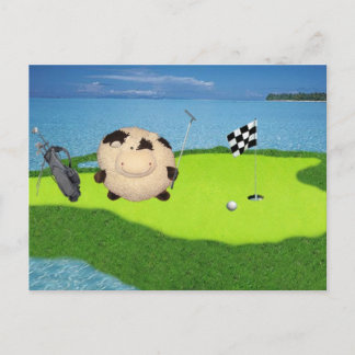Carte Postale Happy Cow Golf Sport