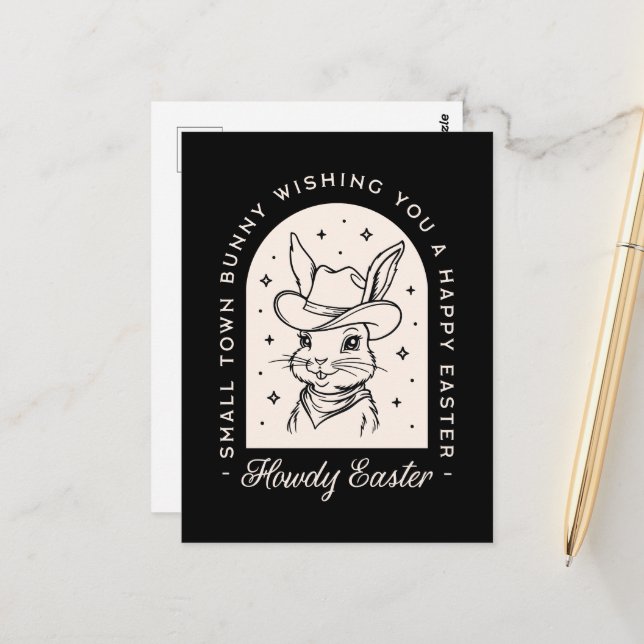 Carte Postale Happy Easter bunny dark western funny greetings (Devant/Arrière en situation)