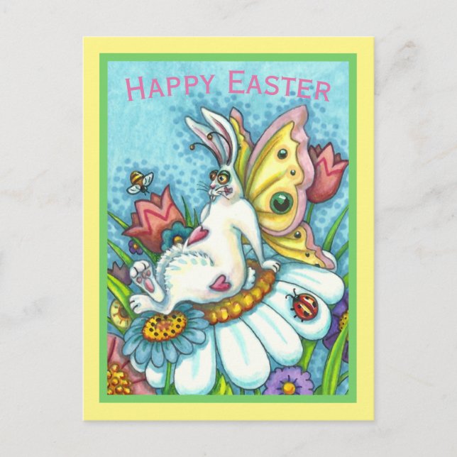 CARTE POSTALE HAPPY EASTER FLUTTERBUN RABBIT, FUNNY BUNNY FAIRY (Devant)
