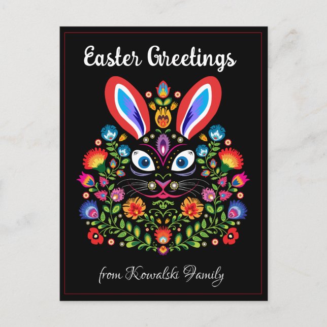 Carte Postale 🐰 Happy Easter (Wycinanki) personnalisable (Devant)