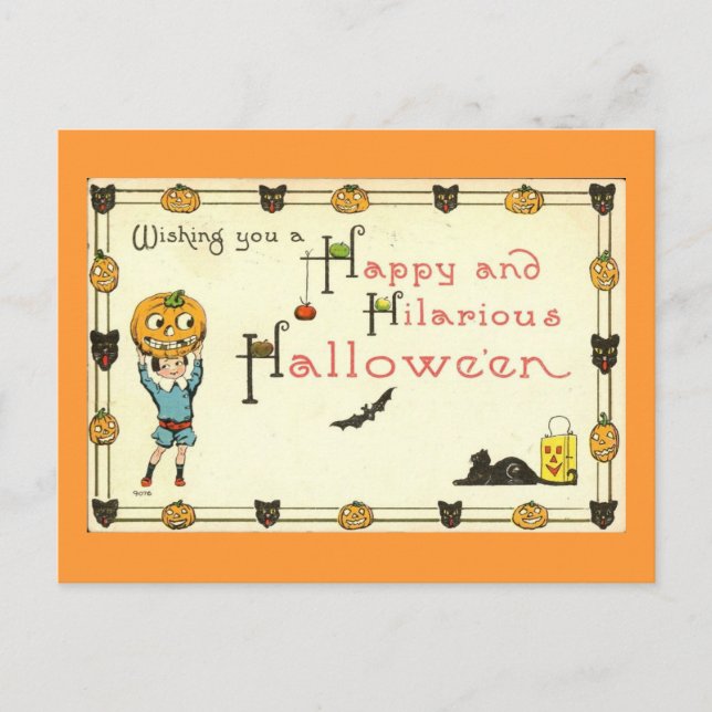 Carte Postale Happy et Hilarious Halloween Vintage (Devant)