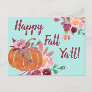 Carte Postale Happy Fall Y'all Citrouille