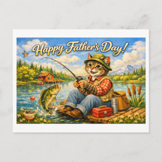 Carte Postale Happy Fathers Day to Your Favorite Fishing Cat Dad