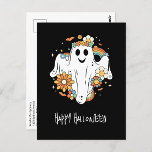 Carte Postale Happy Ghost Retro Hippie Vibe Halloween