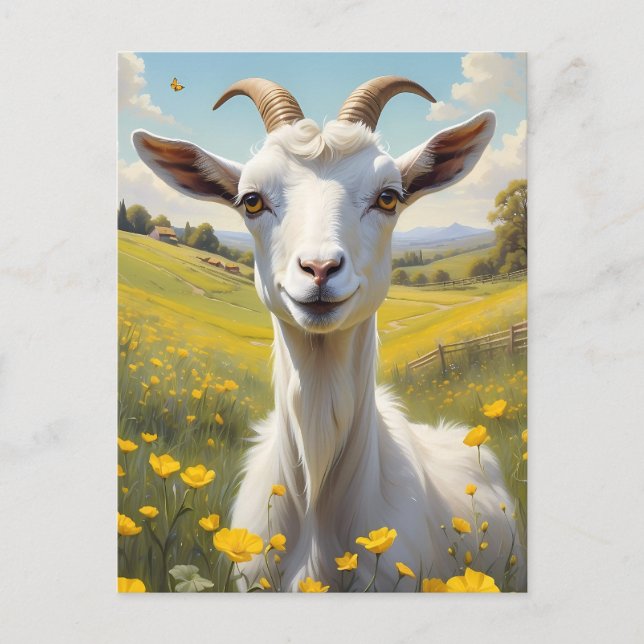 Carte Postale Happy Goat Vibrant Buttercup Meadow (Devant)