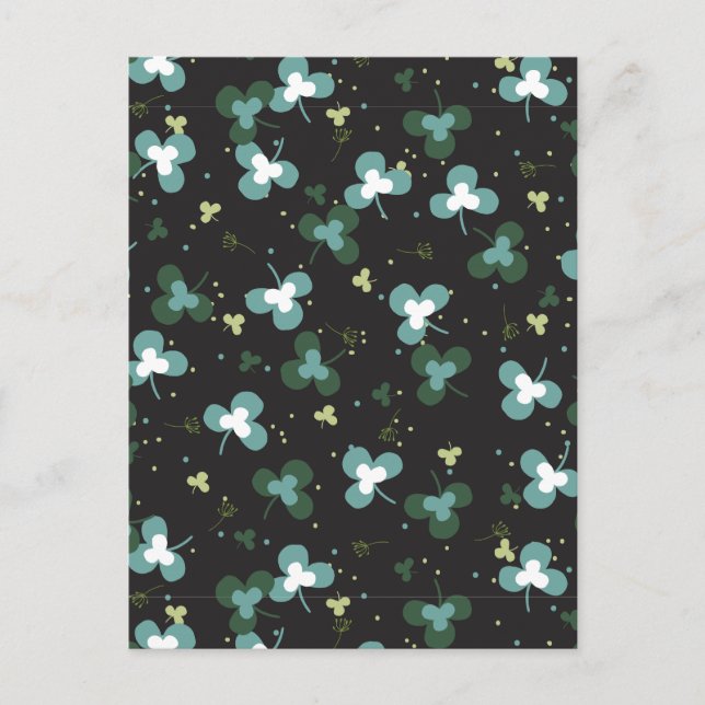 Carte Postale Happy Green Clover Feuille Motif d'art IV (Devant)