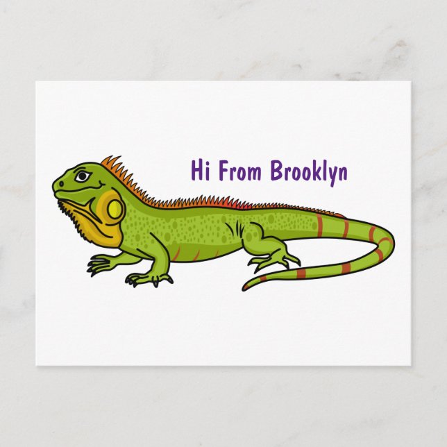 Carte Postale Happy green iguana cartoon (Devant)