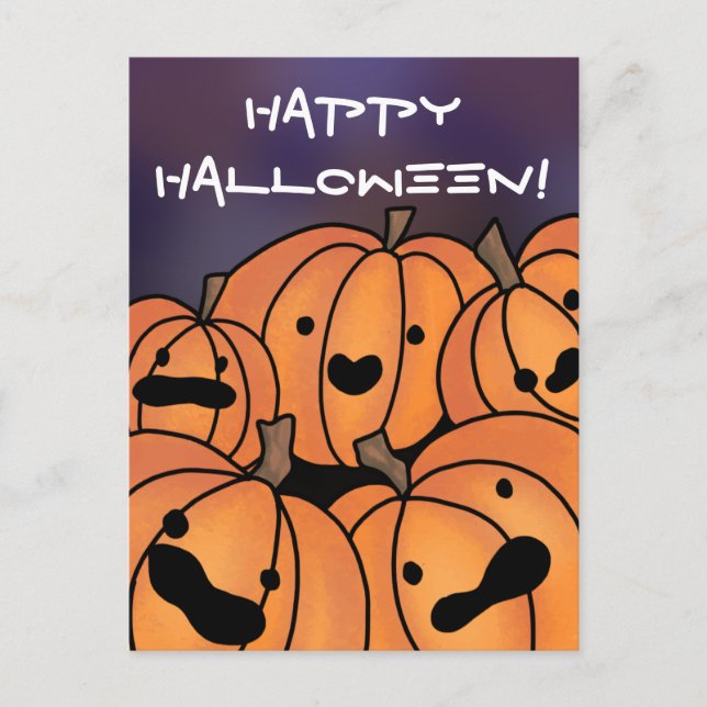 Carte Postale "Happy Halloween" Belle illustration Citrouille Pa (Devant)