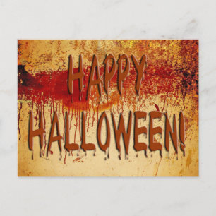 Carte Postale Happy Halloween Blood Stained Wall Postcard