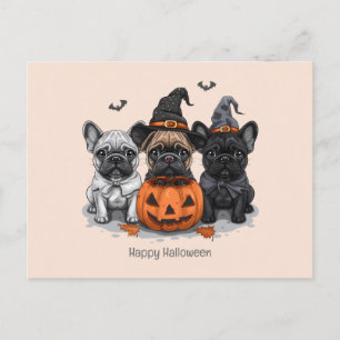 Carte Postale Happy Halloween Bulldogs français