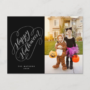 Carte Postale Happy Halloween Chic Handletted Photo Black