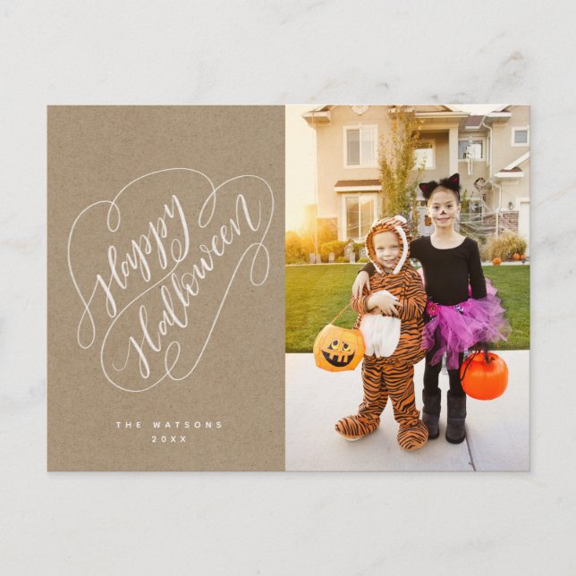 Carte Postale Happy Halloween Chic Handlettered Photo Rustic (Devant)