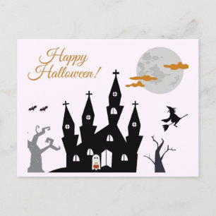 Carte Postale Happy Halloween Éffrayant Castle