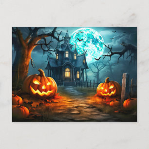 Carte Postale Happy Halloween Éffrayant Haunted Dwelling