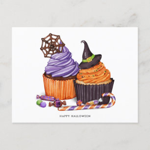 Carte Postale Happy Halloween Éffrayant Sweet Cupcake