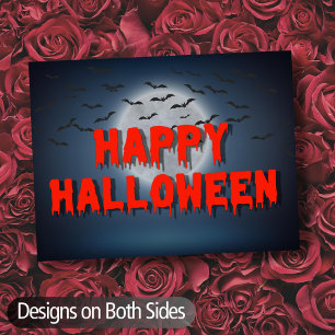 Carte Postale Happy Halloween gothique déplaisant chauves-souris