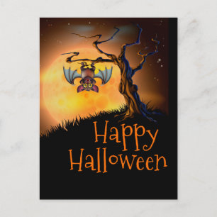 Carte Postale Happy Halloween Hanging Bat