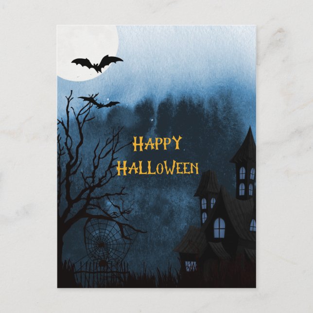 Carte postale Happy Halloween Haunted Castle and B (Devant)