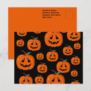 Carte Postale Happy Halloween Jack-o'-lantern Illustration Art