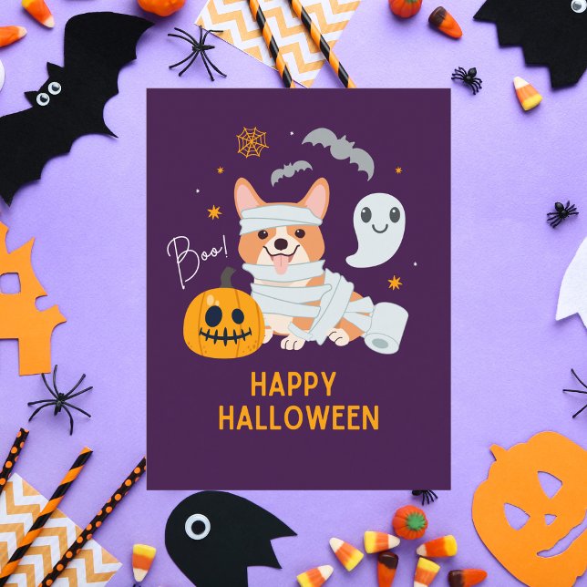 Carte Postale Happy Halloween mignon chien maman (Créateur téléchargé)