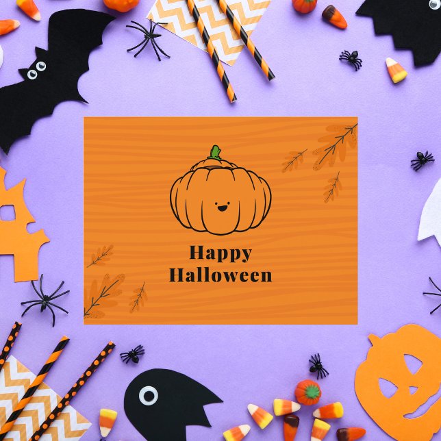 Carte Postale Happy Halloween mignon Citrouille Orange (Créateur téléchargé)