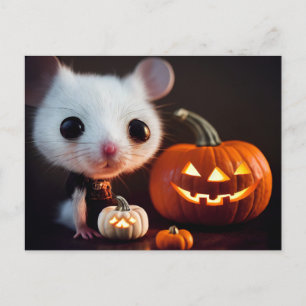 Carte Postale Happy Halloween. Petite souris mignonne avec de la