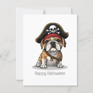 Carte Postale Happy Halloween Pirate English Bulldog