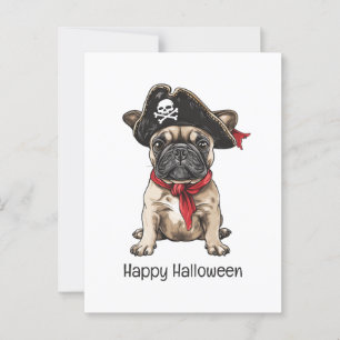 Carte Postale Happy Halloween Pirate French Bulldog