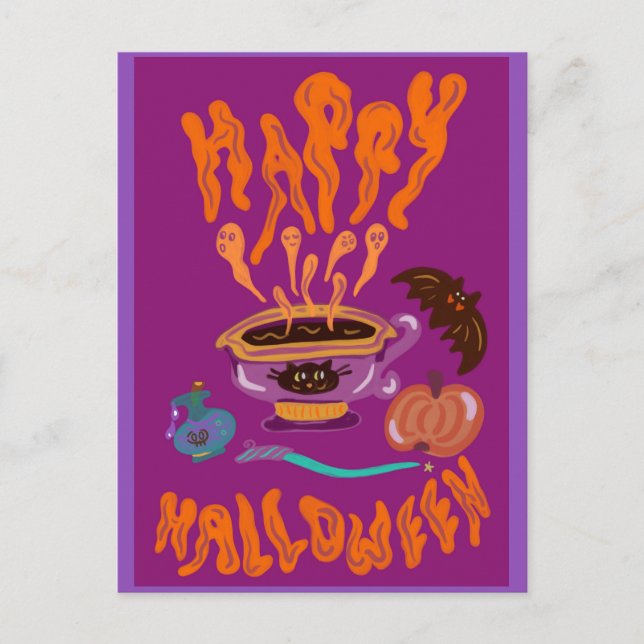 Carte Postale Happy Halloween potion café boisson de la sorche (Devant)
