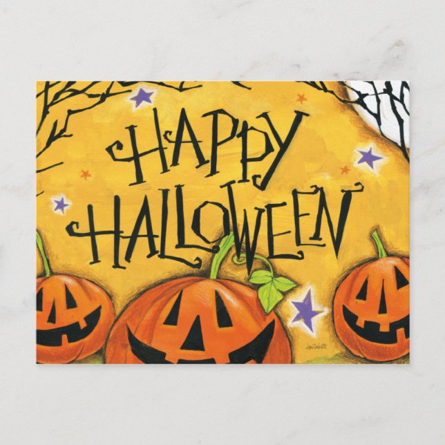 Carte Postale Happy Halloween Pumpkins (Devant)
