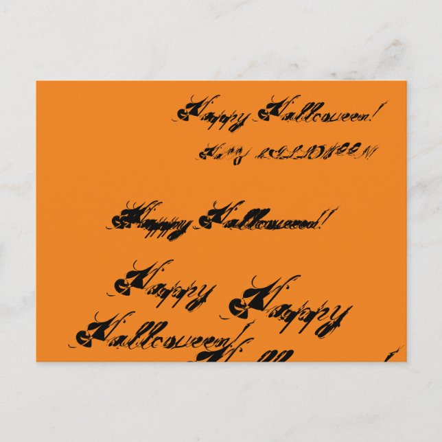 Carte Postale Happy Halloween rustique écriture cursive encre Wr (Devant)