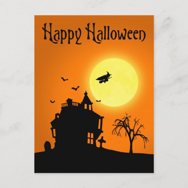 Carte Postale Happy Halloween Silhouette paysage (Devant)