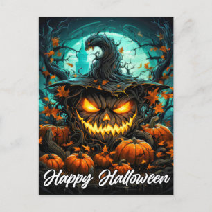 Carte Postale Happy Halloween Sinister Illuminer Mad Citrouille