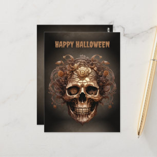 Carte Postale Happy Halloween Steampunk Skull Skeleton