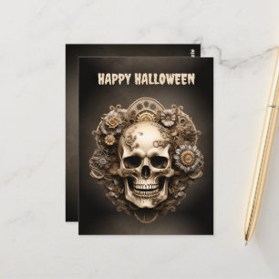 Carte Postale Happy Halloween Steampunk Skull Skeleton