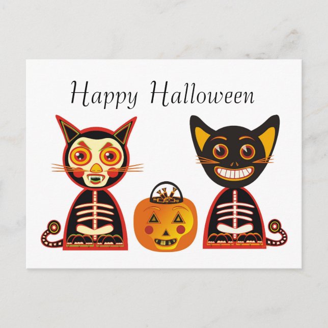 Carte Postale Happy Halloween style Vintage (Devant)