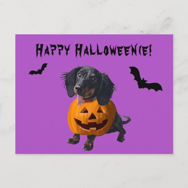 Carte Postale Happy Halloweenie Dachshund Wiener Dog drôle (Devant)