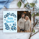 Carte Postale Happy Hanoukka Botanical Watercolor CUSTOM PHOTO<br><div class="desc">Dessin doux pour souhaiter à quelqu'un d'hanoukka heureux! Cliquez sur "modifier à l'aide de l'outil de conception" pour ajouter votre propre photo et texte. Également disponible en tant que carte de voeux, carte photo ou téléchargement numérique pour envoyer instantanément par e-mail ou SMS. Consultez ma boutique pour en savoir plus...</div>