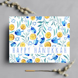 Carte Postale Happy Hanoukka Driedel Gelt Aquarelle PERSONNALISÉ<br><div class="desc">Customisez cette carte en ajoutant votre propre texte sur l'arrière - plan mignon. Consultez ma boutique pour plus de couleurs et de designs ou dites-moi si vous voulez quelque chose de personnalisé. Merci d'avoir fait des emplettes avec moi !</div>