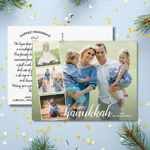 Carte Postale Happy Hanoukka Hand Lettré Photo Collage