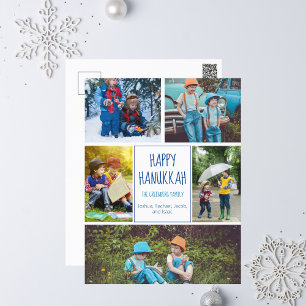 Carte Postale Happy Hanoukka Modern Photo Collage Cute Blue