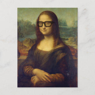 Carte Postale Happy Hipster Mona Lisa dans les lunettes Hipster