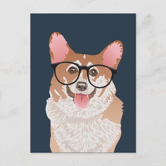 Carte Postale Happy Hipster Pembroke Welsh Corgi (Devant)