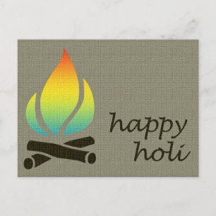 Carte Postale happy holi : fête de la couleur et du printemps
