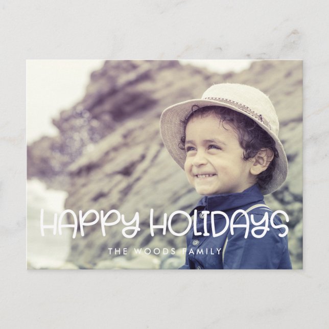 Carte Postale Happy Holidays Cute, script photo (Devant)