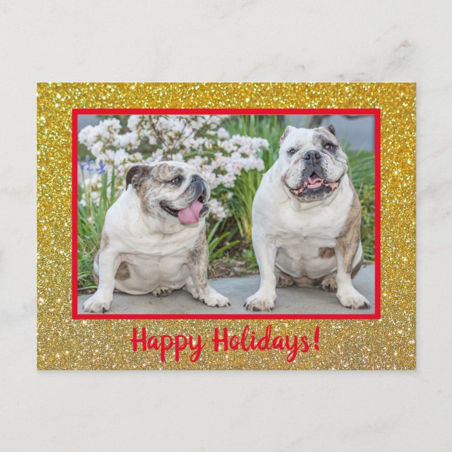 Carte Postale Happy Holidays Gold Parties scintillant Modern Pho (Devant)