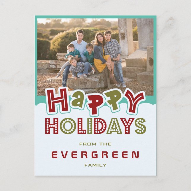 Carte postale Happy Holidays personnalisée Photo & (Devant)