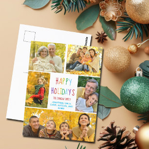 Carte Postale Happy Holidays Rainbow Family Photo Collage Cute
