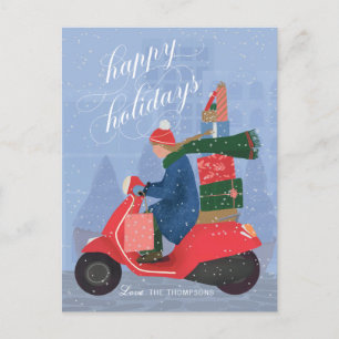 Carte postale Happy Holidays Scooter non photo Hol