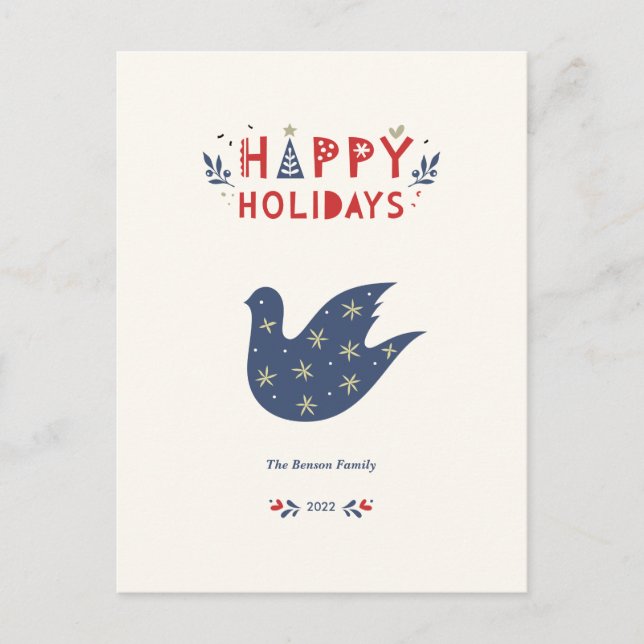 Carte Postale Happy Holidays Typographie audacieuse (Devant)